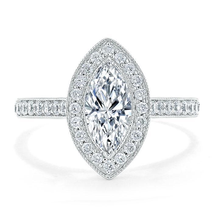 The Aurora — Marquise Lab Diamond Tiffany Halo Engagement Ring