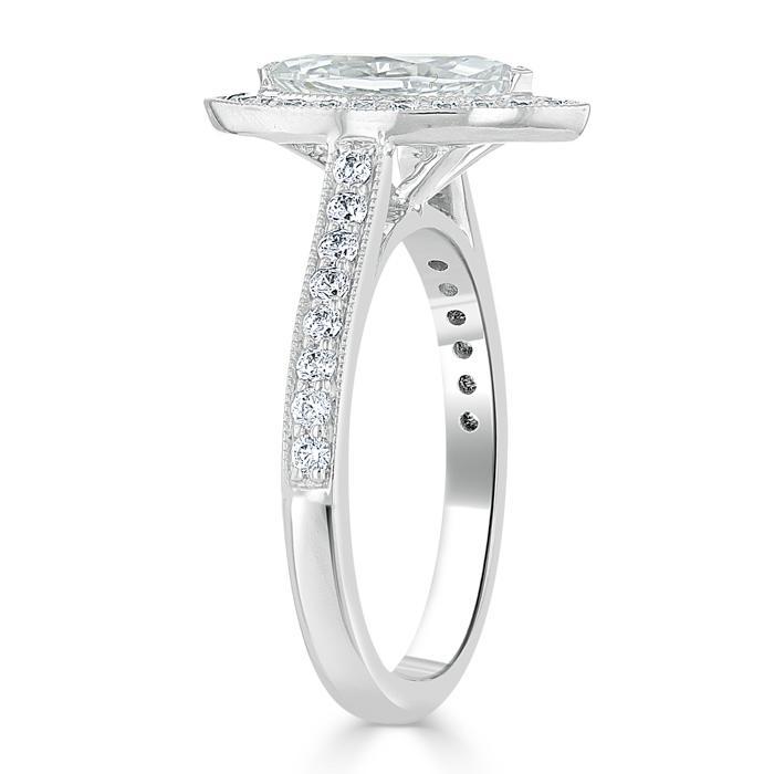 The Aurora — Marquise Lab Diamond Tiffany Halo Engagement Ring