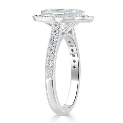 The Aurora — Marquise Lab Diamond Tiffany Halo Engagement Ring