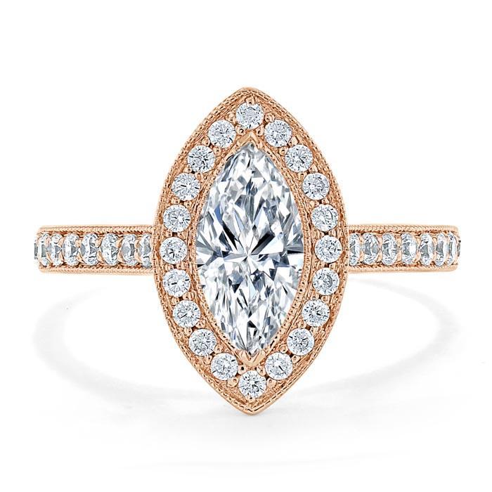 The Aurora — Marquise Lab Diamond Tiffany Halo Engagement Ring