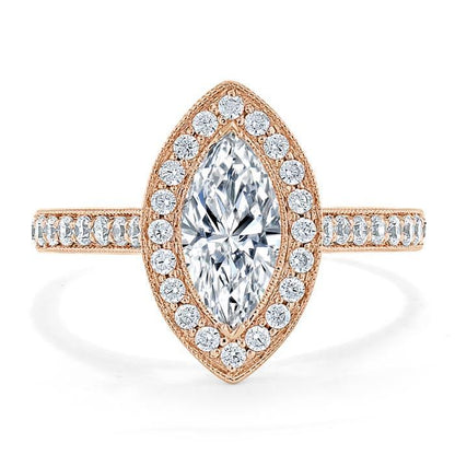 The Aurora — Marquise Lab Diamond Tiffany Halo Engagement Ring