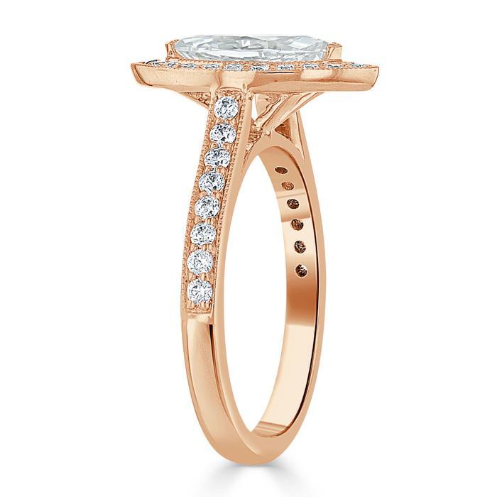 The Aurora — Marquise Lab Diamond Tiffany Halo Engagement Ring