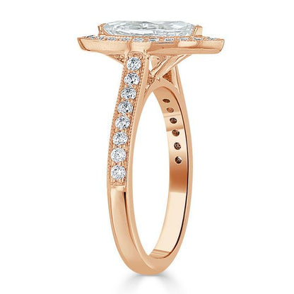 The Aurora — Marquise Lab Diamond Tiffany Halo Engagement Ring
