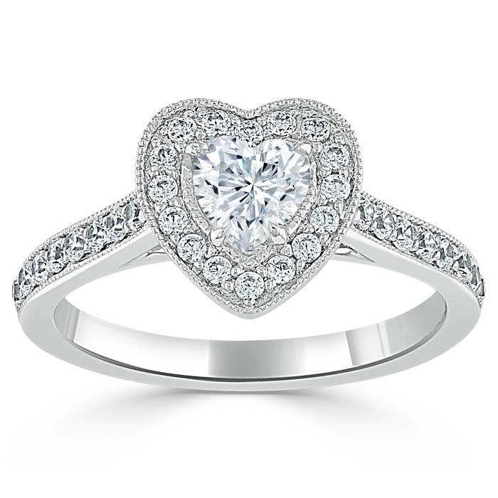 The Aurora — Heart Lab Diamond Halo Engagement Ring