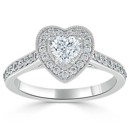 The Aurora — Heart Lab Diamond Halo Engagement Ring