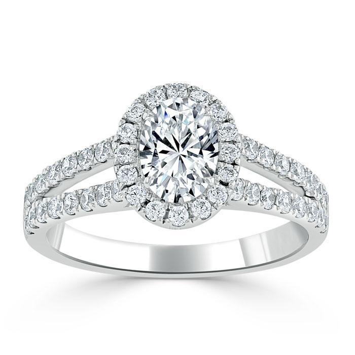 The Aurora — Oval Lab Diamond Tiffany Halo Engagement Ring