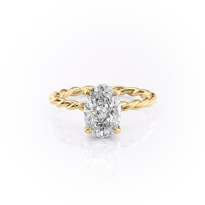 The Elise — Oval Lab Diamond Twisted Band Secret Halo Engagement Ring II