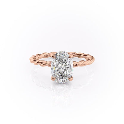 The Elise — Oval Lab Diamond Twisted Band Secret Halo Engagement Ring II