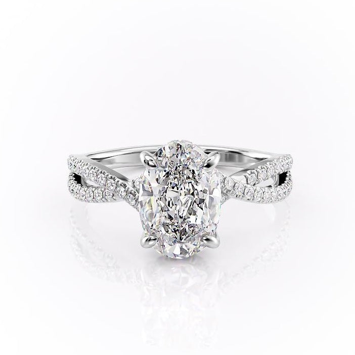 The Isla — Oval Lab Diamond Side-Stone Engagement Ring V