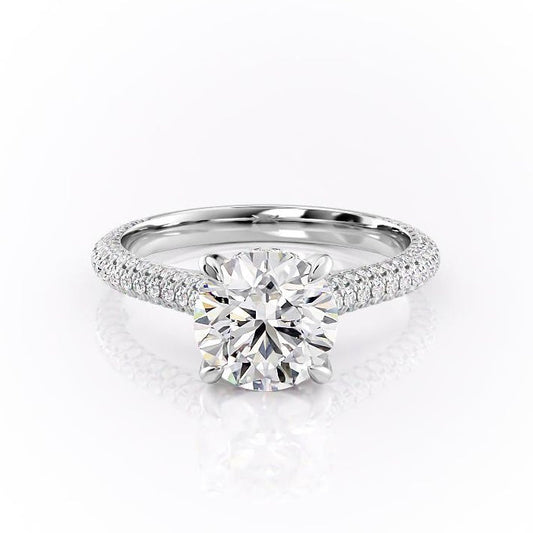 The Celeste — Round Lab Diamond Pavé Shoulder Engagement Ring