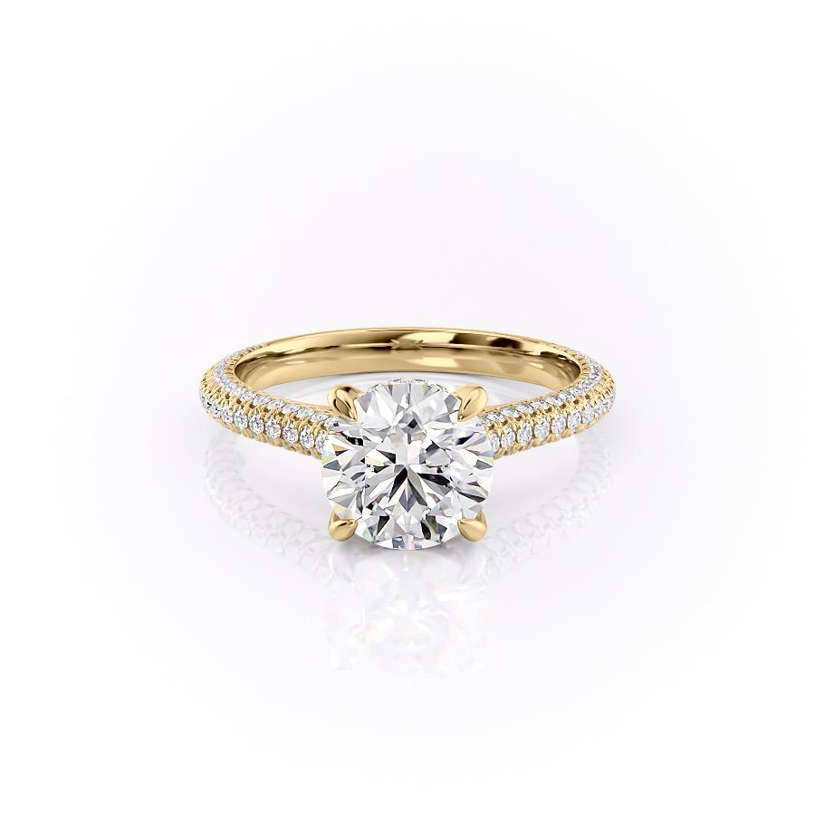 The Celeste — Round Lab Diamond Pavé Shoulder Engagement Ring