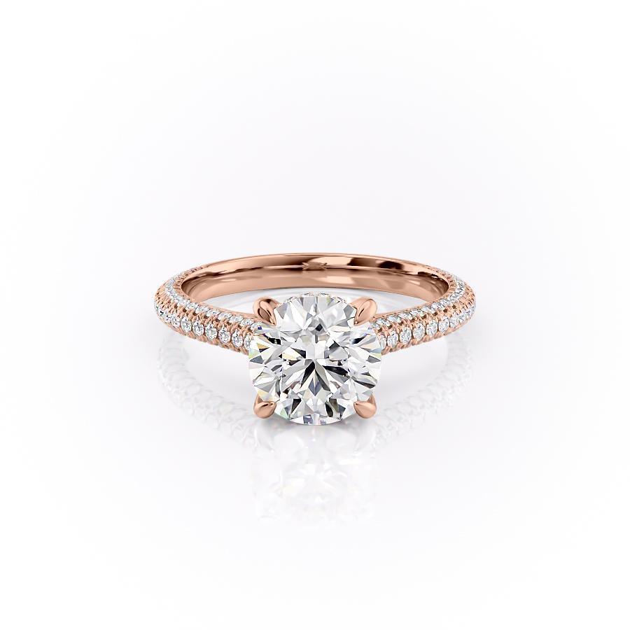 The Celeste — Round Lab Diamond Pavé Shoulder Engagement Ring