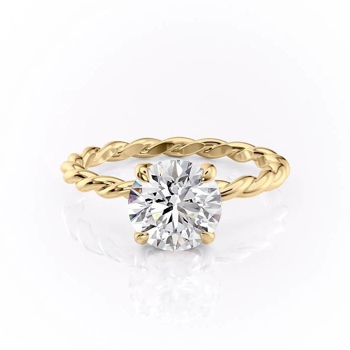 The Elise — Round Lab Diamond Twisted Band Secret Halo Engagement Ring II