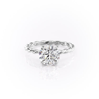 The Elise — Round Lab Diamond Twisted Band Secret Halo Engagement Ring II