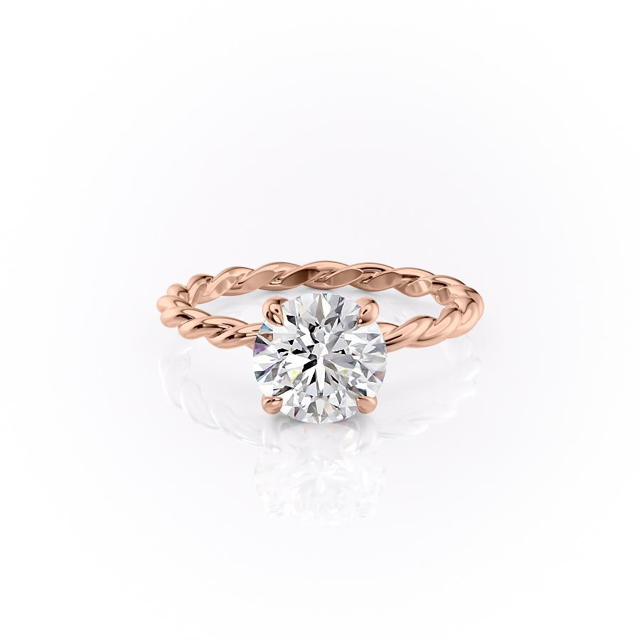 The Elise — Round Lab Diamond Twisted Band Secret Halo Engagement Ring II