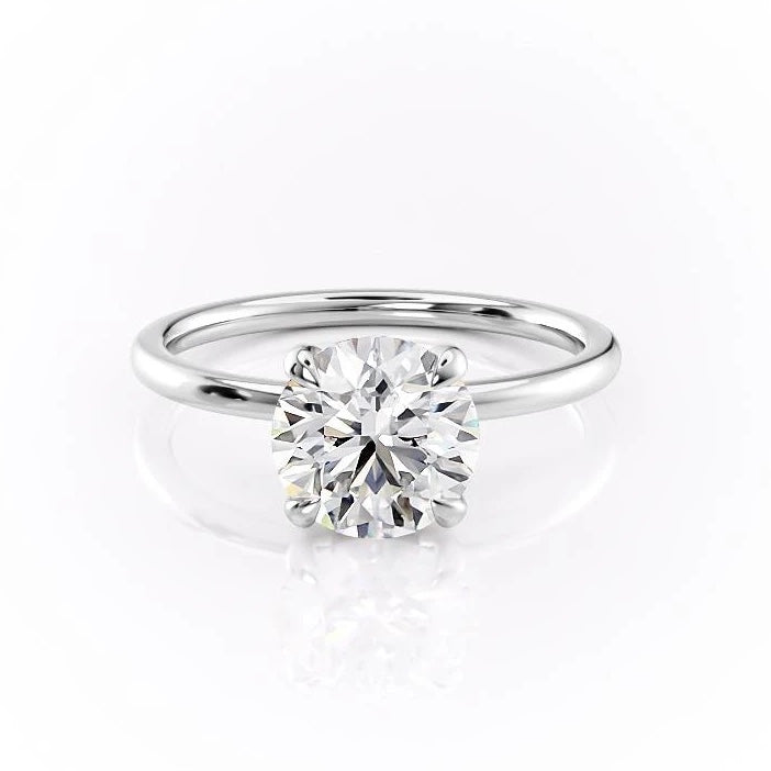 The Aria — Round Lab Diamond Plain Band Secret Halo Engagement Ring II