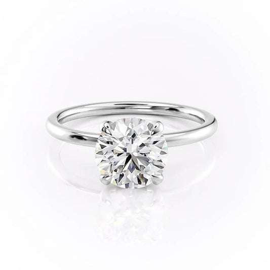 The Aria — Round Lab Diamond Plain Band Secret Halo Engagement Ring II
