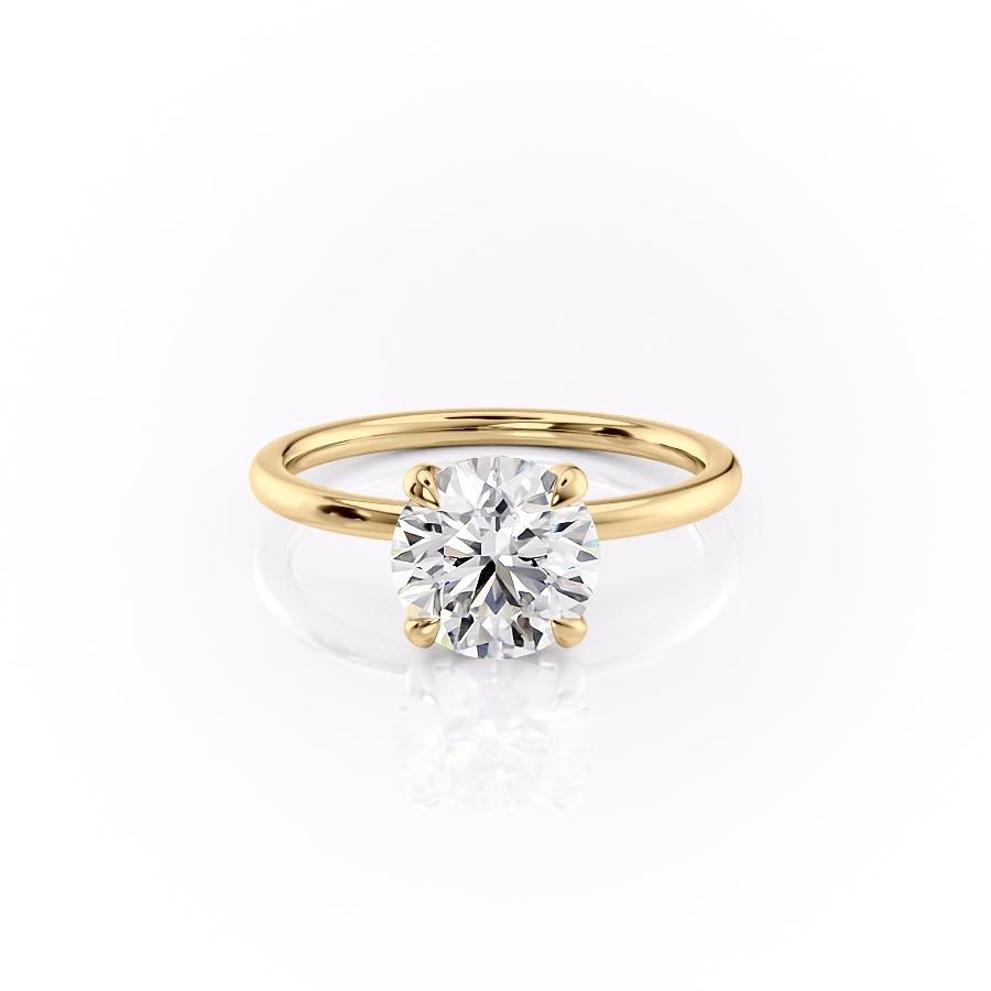 The Aria — Round Lab Diamond Plain Band Secret Halo Engagement Ring II