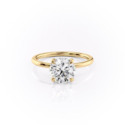 The Aria — Round Lab Diamond Plain Band Secret Halo Engagement Ring II