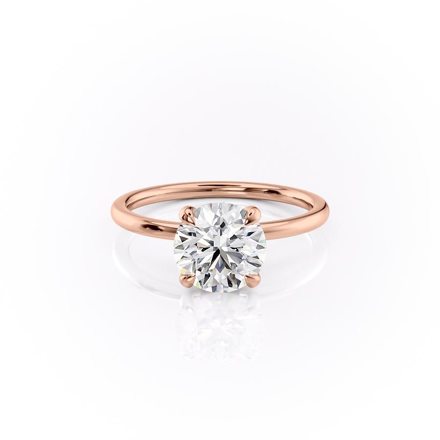 The Aria — Round Lab Diamond Plain Band Secret Halo Engagement Ring II