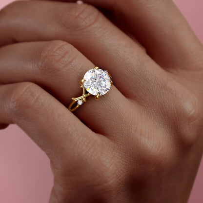 The Maeve — Round Lab Diamond Botanical Engagement Ring