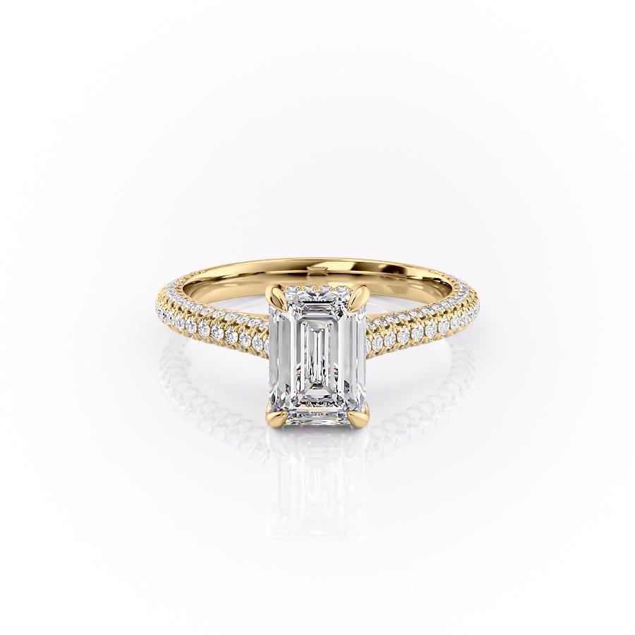 The Celeste — Emerald Lab Diamond Pavé Shoulder Engagement Ring