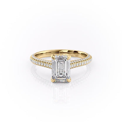 The Celeste — Emerald Lab Diamond Pavé Shoulder Engagement Ring
