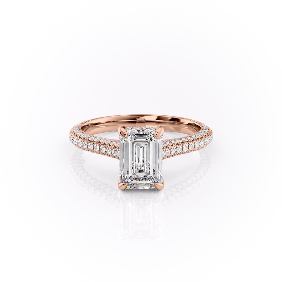 The Celeste — Emerald Lab Diamond Pavé Shoulder Engagement Ring
