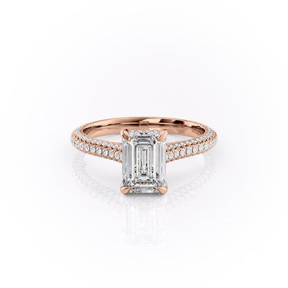 The Celeste — Emerald Lab Diamond Pavé Shoulder Engagement Ring