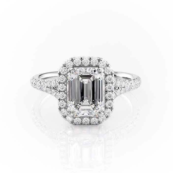 The Olivia — Emerald Lab Diamond Split-Shank Solitaire Engagement Ring