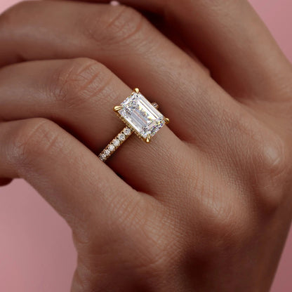 The Isla — Emerald Lab Diamond Secret Halo Engagement Ring VI
