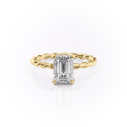 The Elise — Emerald Lab Diamond Twisted Band Secret Halo Engagement Ring II
