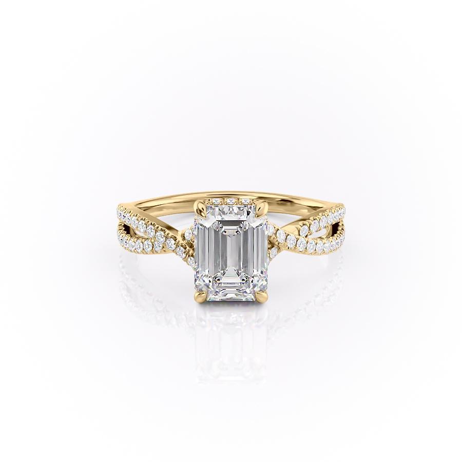 The Elise — Emerald Lab Diamond Side-Stone Engagement Ring