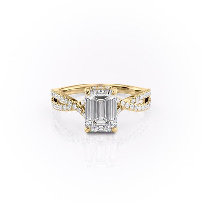 The Elise — Emerald Lab Diamond Side-Stone Engagement Ring