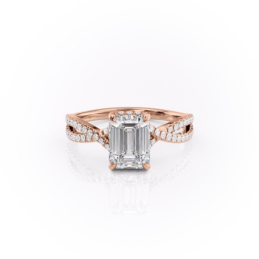 The Elise — Emerald Lab Diamond Side-Stone Engagement Ring