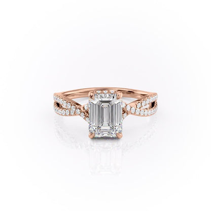 The Elise — Emerald Lab Diamond Side-Stone Engagement Ring