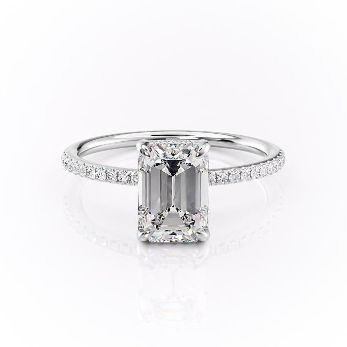 The Isla — Emerald Lab Diamond Secret Halo Engagement Ring V