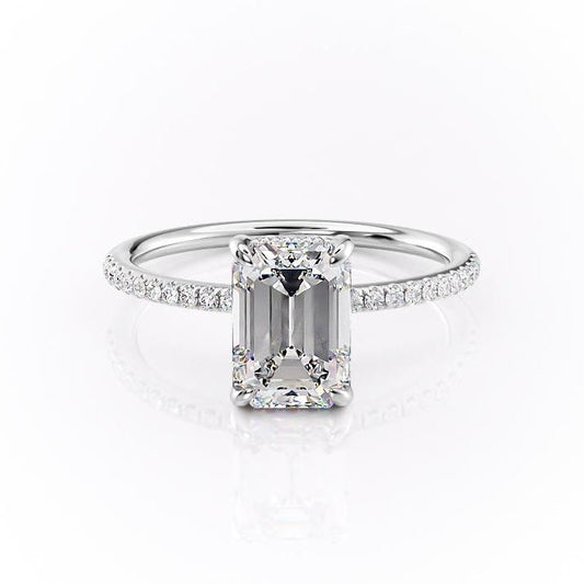 The Isla — Emerald Lab Diamond Secret Halo Engagement Ring V