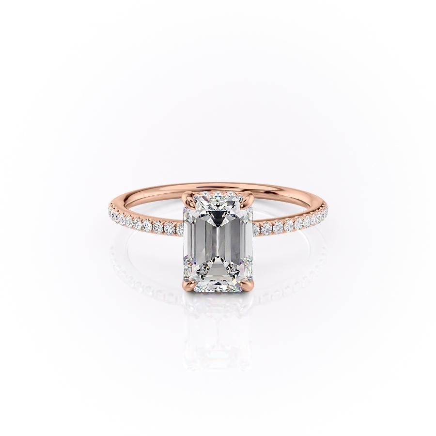 The Isla — Emerald Lab Diamond Secret Halo Engagement Ring V