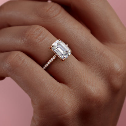 The Isla — Emerald Lab Diamond Secret Halo Engagement Ring V