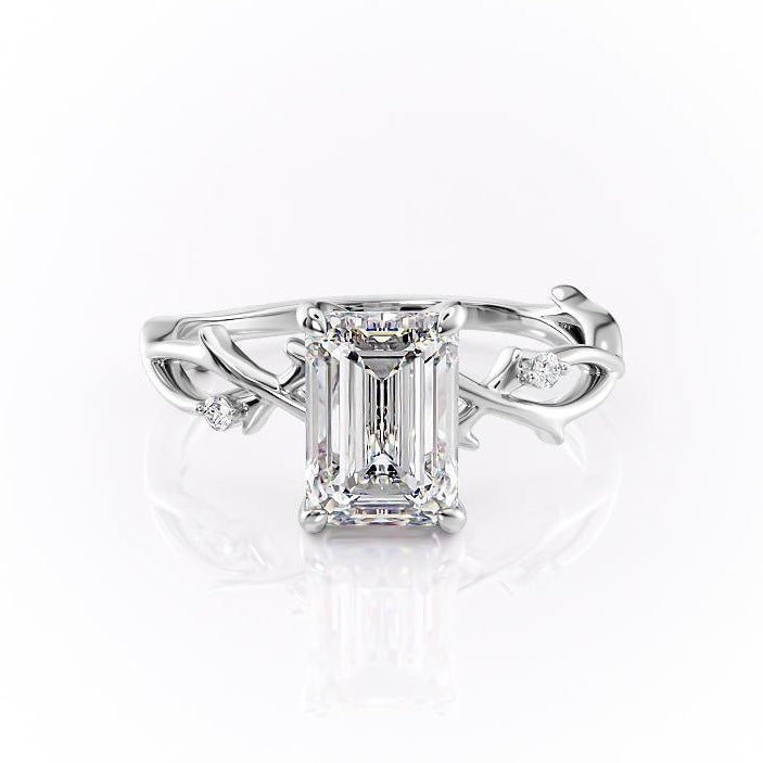 The Maeve — Emerald Lab Diamond Botanical Engagement Ring