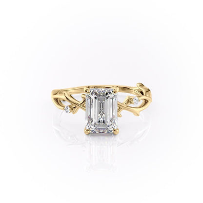 The Maeve — Emerald Lab Diamond Botanical Engagement Ring