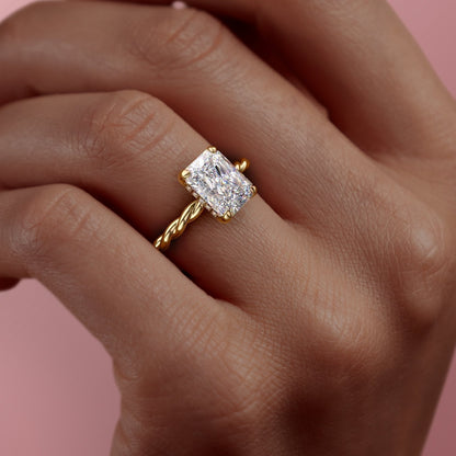 The Elise — Radiant Lab Diamond Twisted Band Secret Halo Engagement Ring II