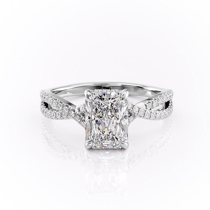 The Elise — Radiant Lab Diamond Side-Stone Engagement Ring