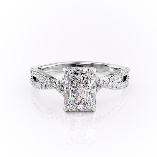 The Elise — Radiant Lab Diamond Side-Stone Engagement Ring