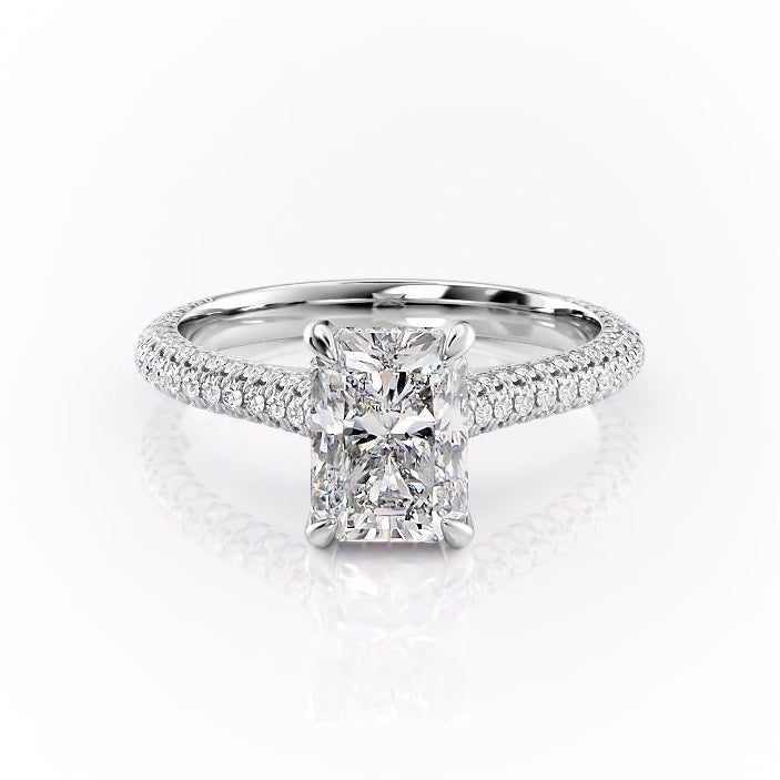 The Celeste — Radiant Lab Diamond Pavé Shoulder Engagement Ring
