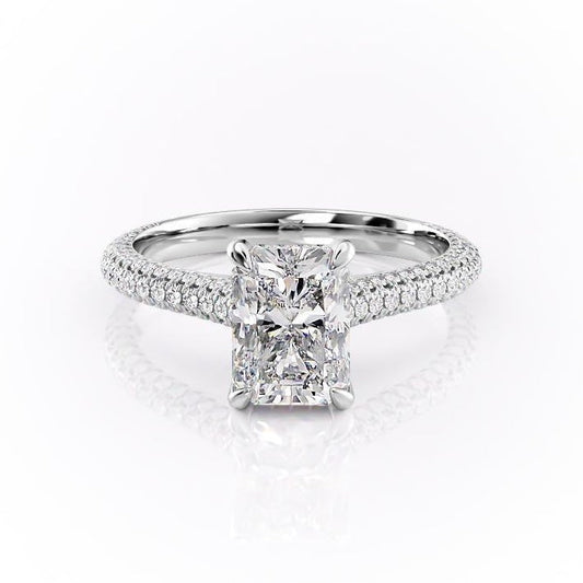 The Celeste — Radiant Lab Diamond Pavé Shoulder Engagement Ring