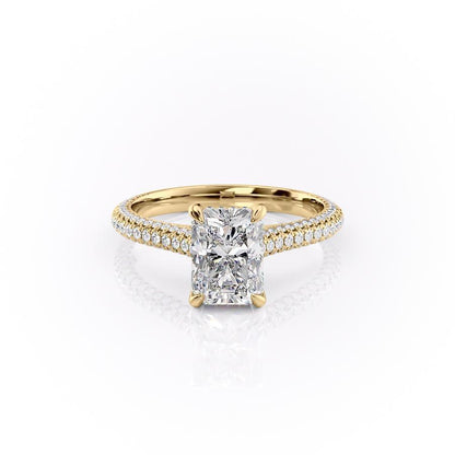 The Celeste — Radiant Lab Diamond Pavé Shoulder Engagement Ring