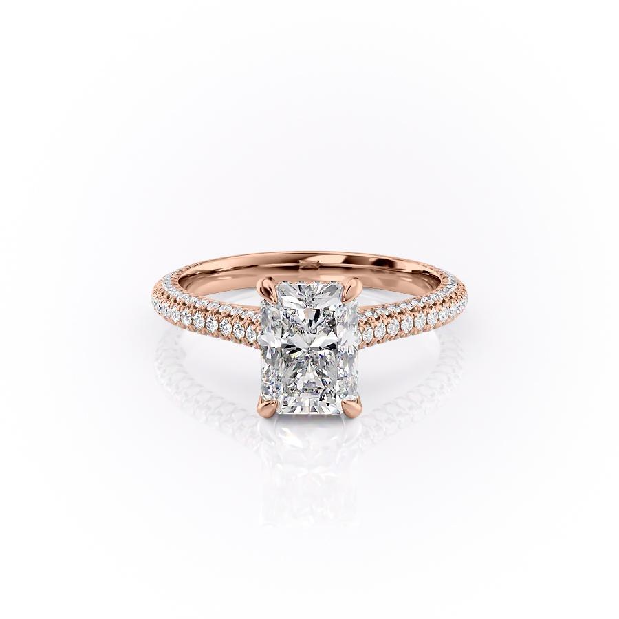 The Celeste — Radiant Lab Diamond Pavé Shoulder Engagement Ring
