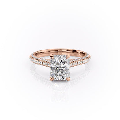 The Celeste — Radiant Lab Diamond Pavé Shoulder Engagement Ring